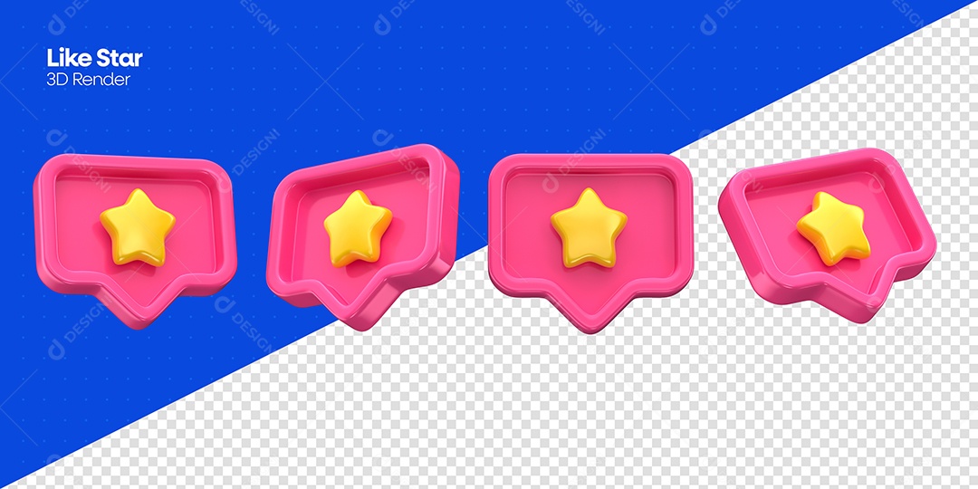 Emojis com Estrelas Elemento do Dia Das Crianças Rosa 3D para Composição PSD