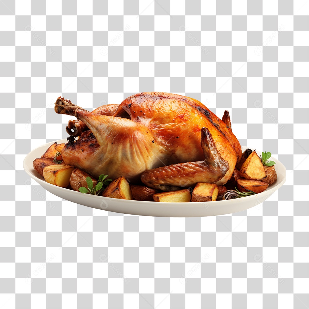 Frango Assado Servido PNG Transparente