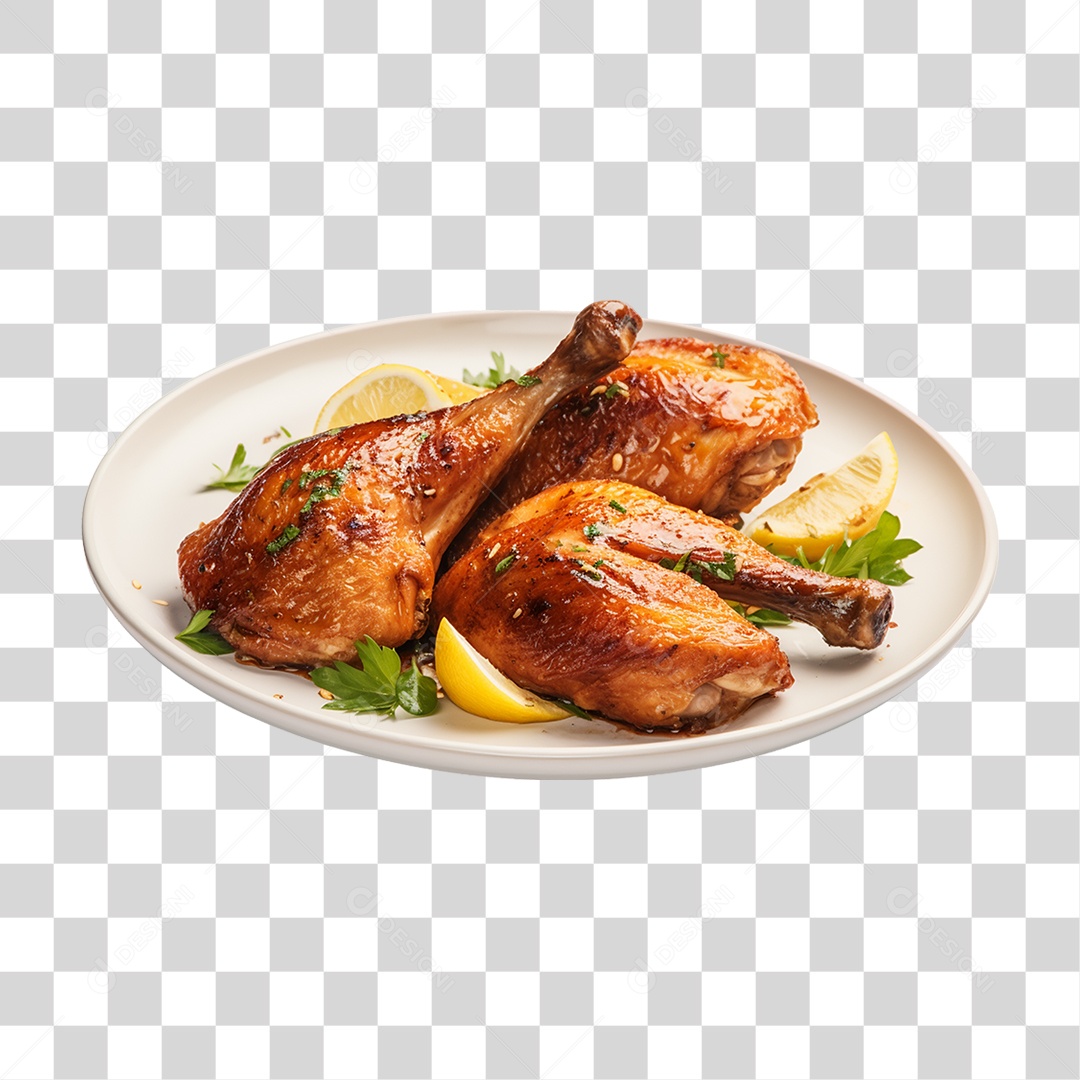 Coxas de Frango Assado Servido PNG Transparente