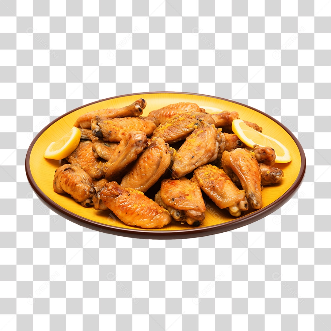 Asinhas de Frango Fritas Servidas em Uma Bandeja PNG Transparente