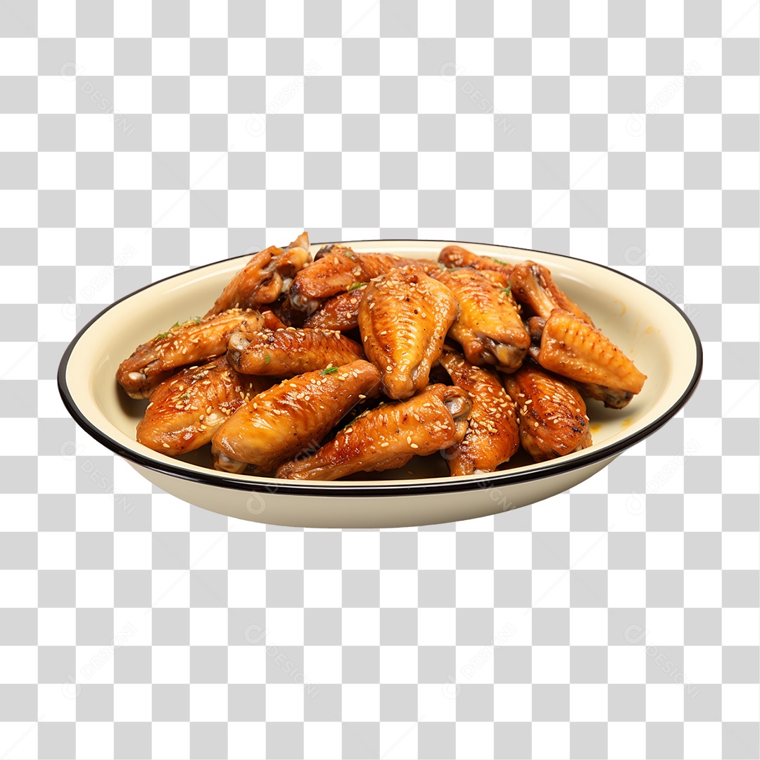 Asinhas de Frango Fritas Servidas em Uma Bandeja PNG Transparente