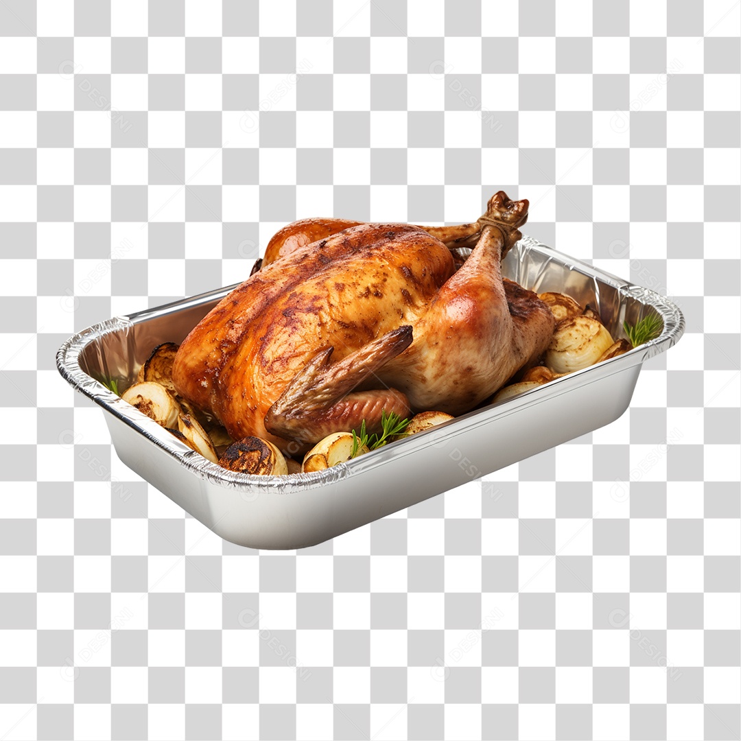 Frango Assado Servido e Bandeja PNG Transparente