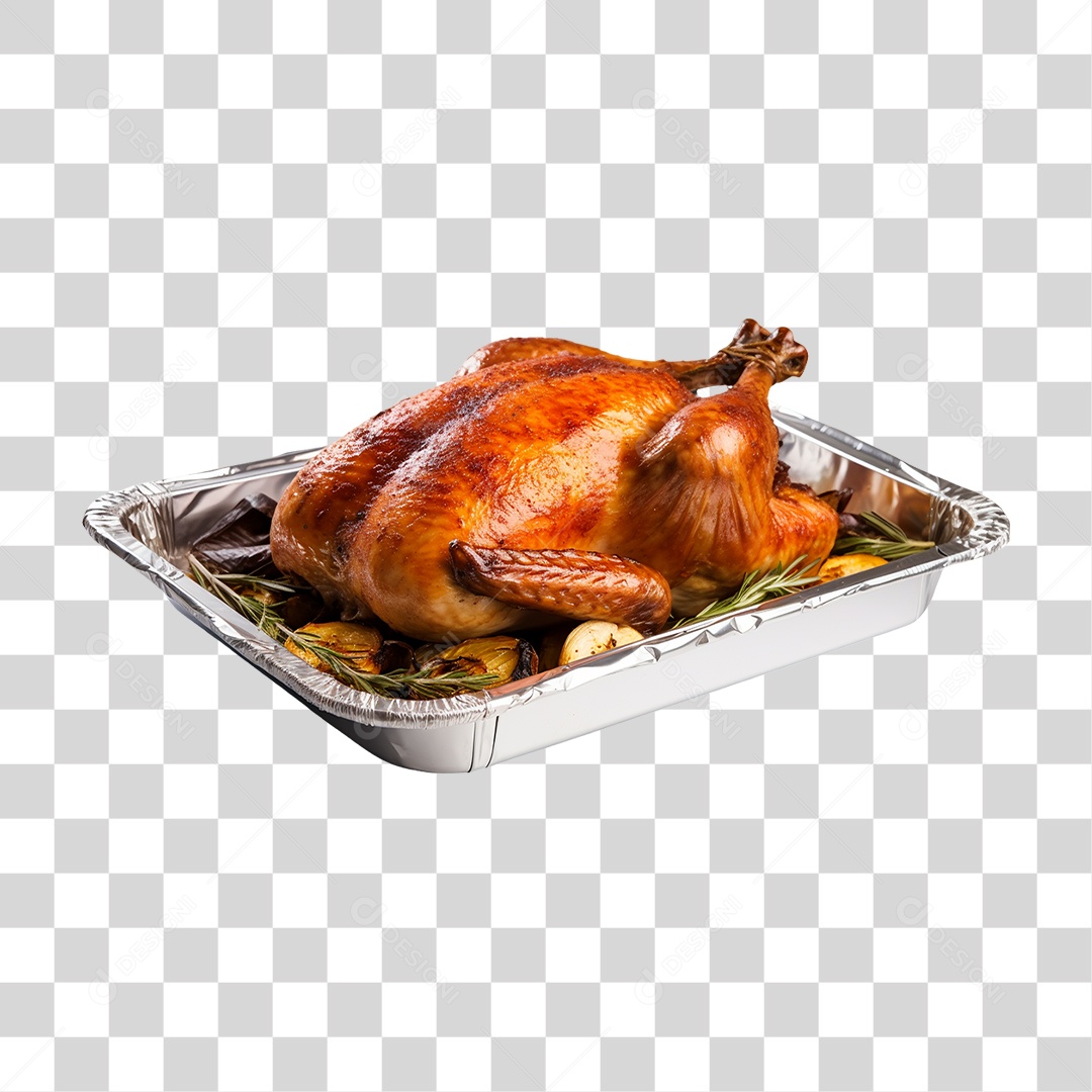Frango Assado Servido e Bandeja PNG Transparente