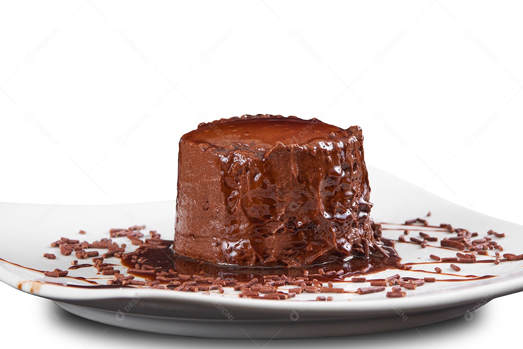 Sobremesa Restaurante Mousse de Chocolate Gourmet com granulado.