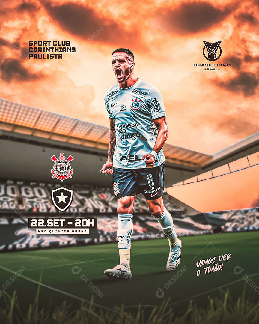 Social Media Vamos Ver Timão Corinthians Vs Botafogo PSD Editável