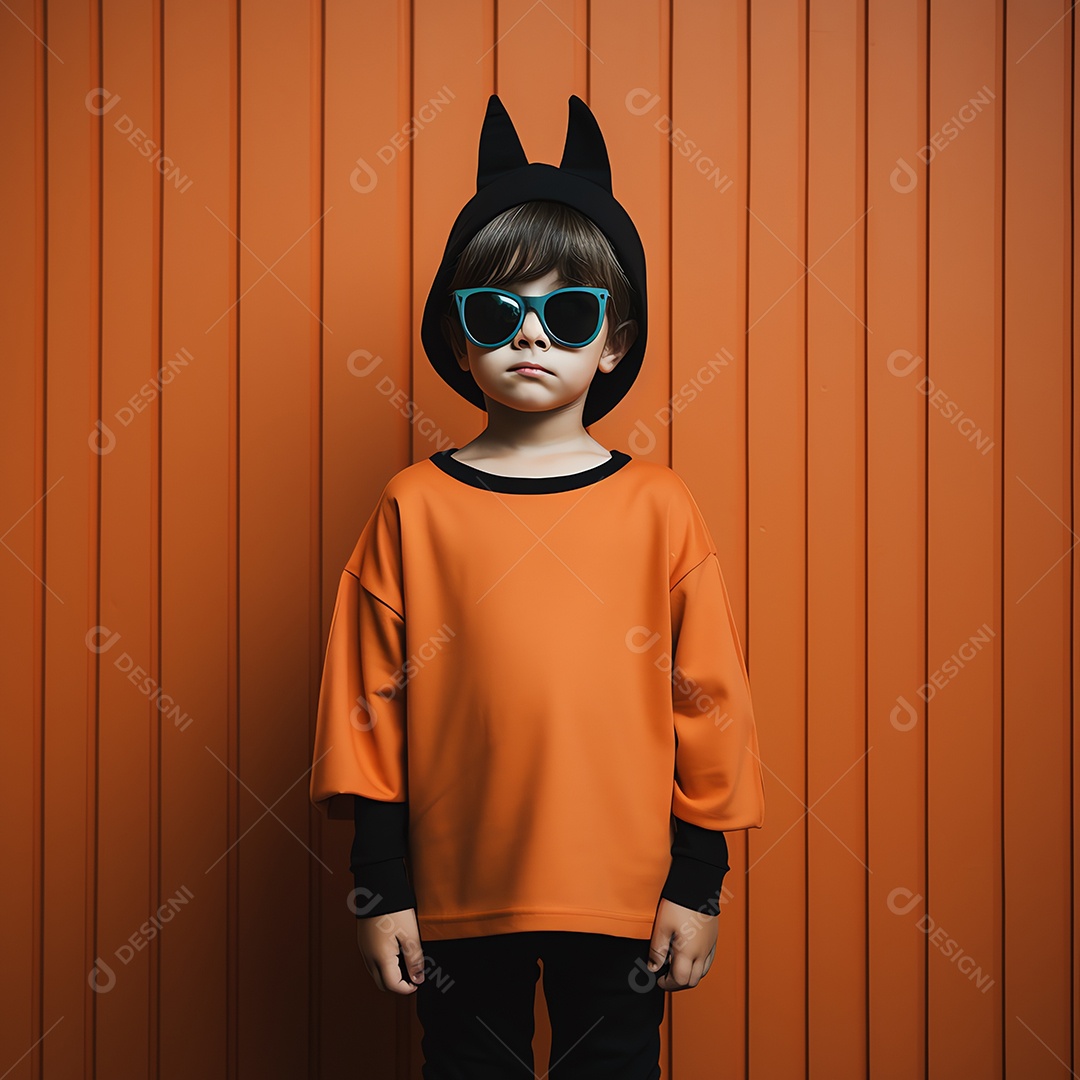 Feliz conceito de criança de Halloween, um garoto vestindo fantasia de Halloween