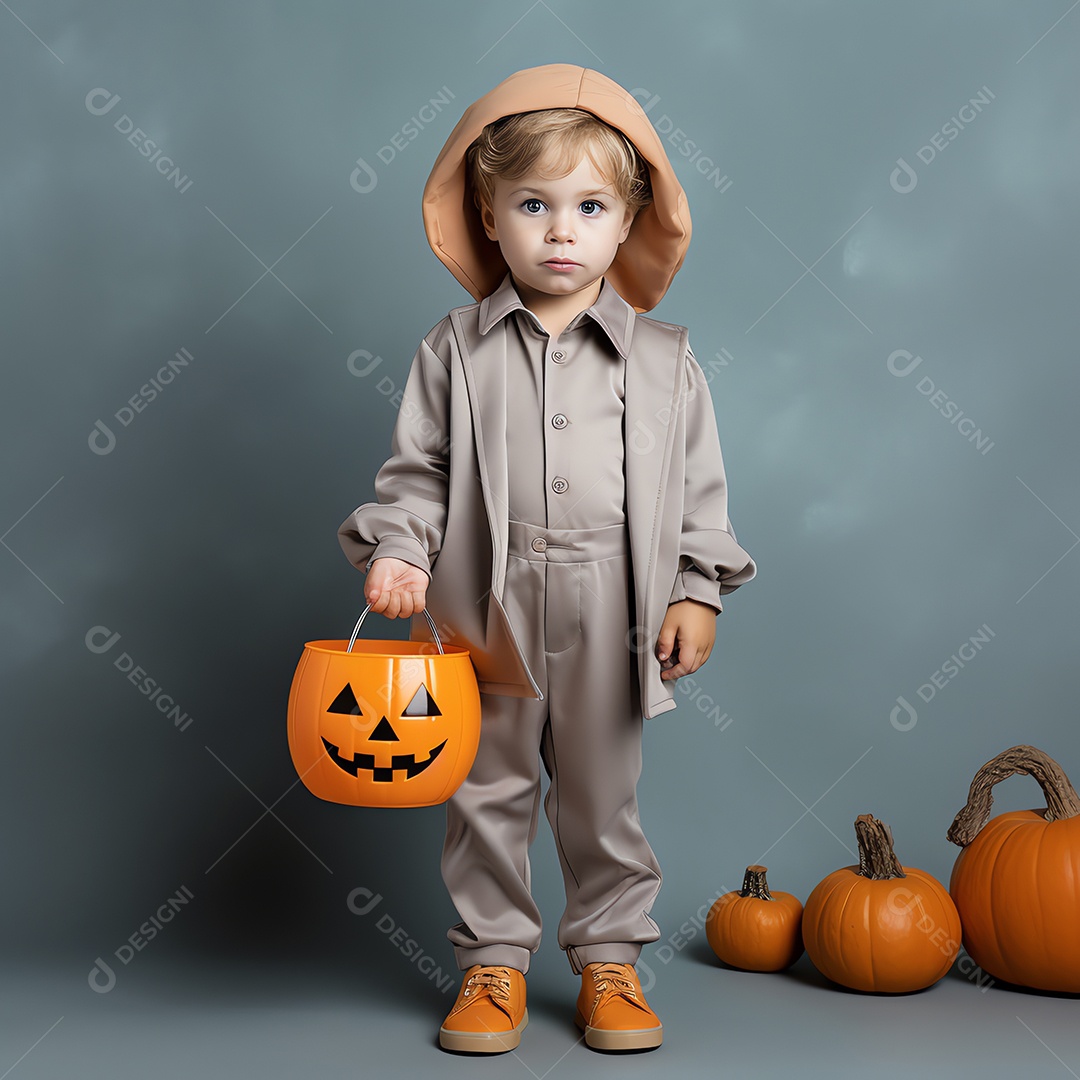 Feliz conceito de criança de Halloween, um garoto vestindo fantasia de Halloween