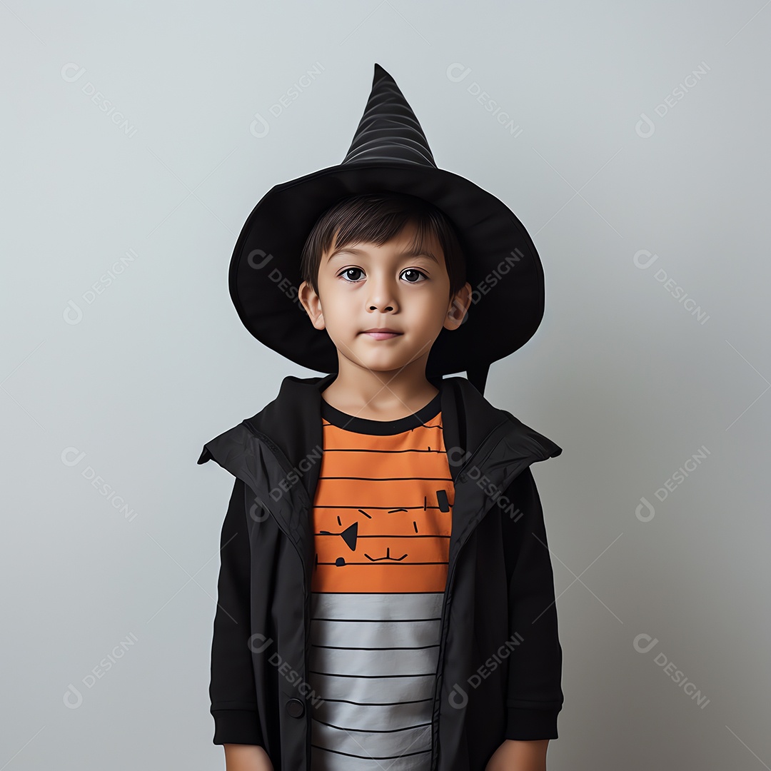 Feliz conceito de criança de Halloween, um garoto vestindo fantasia de Halloween