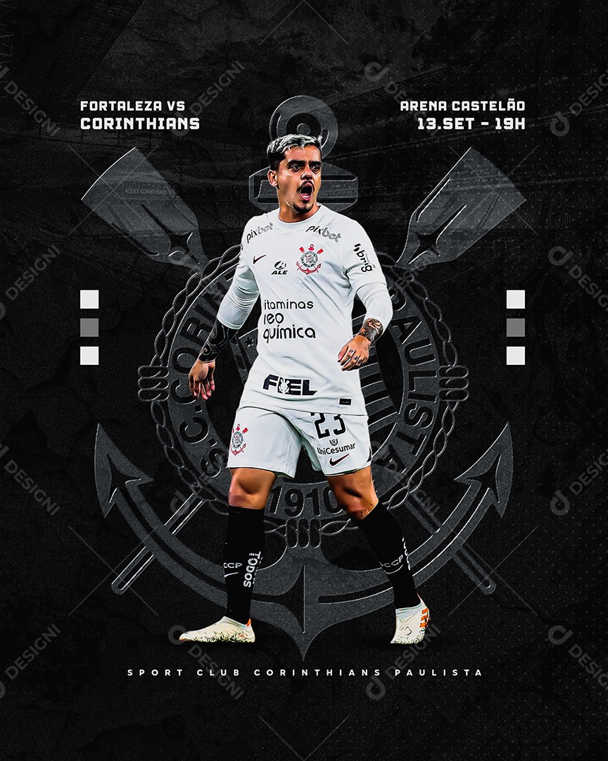 Social Media Flyer Futebol Fortaleza Vs Corinthians Fagner PSD Editável