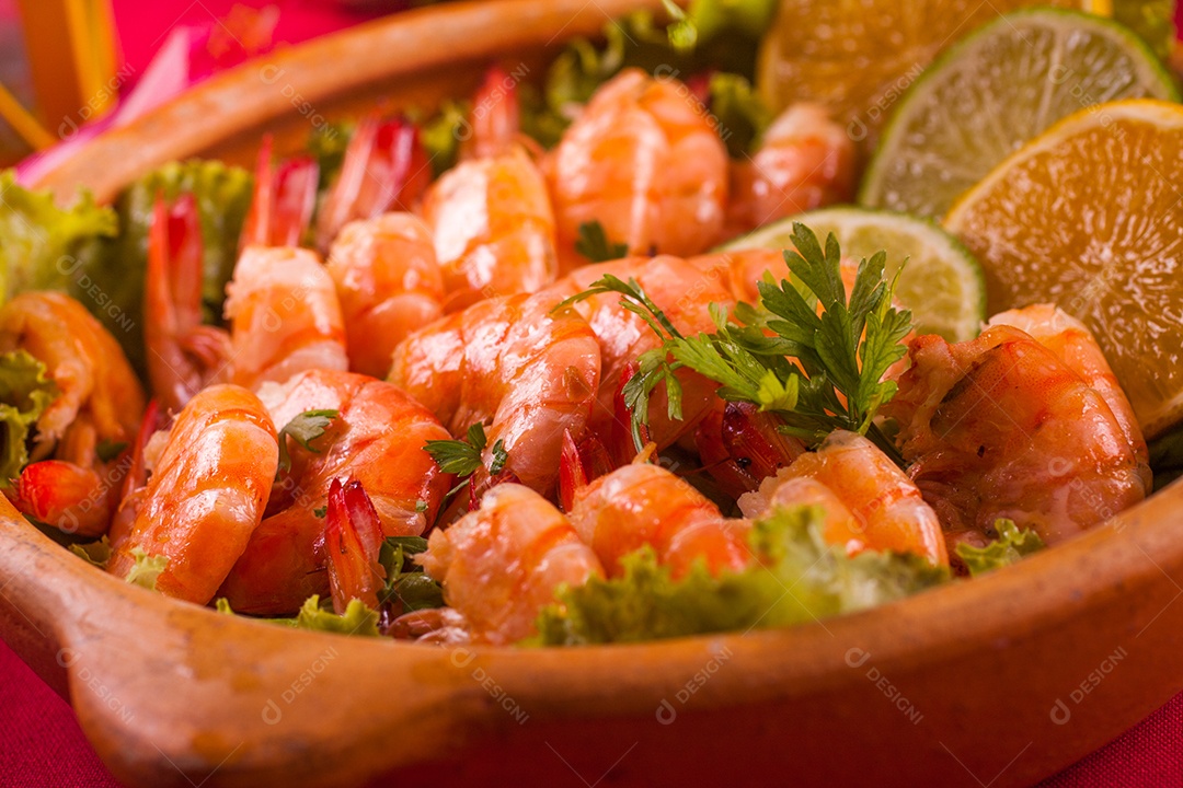 Camarão Alho e Óleo com Laranja, Limão e Ervas