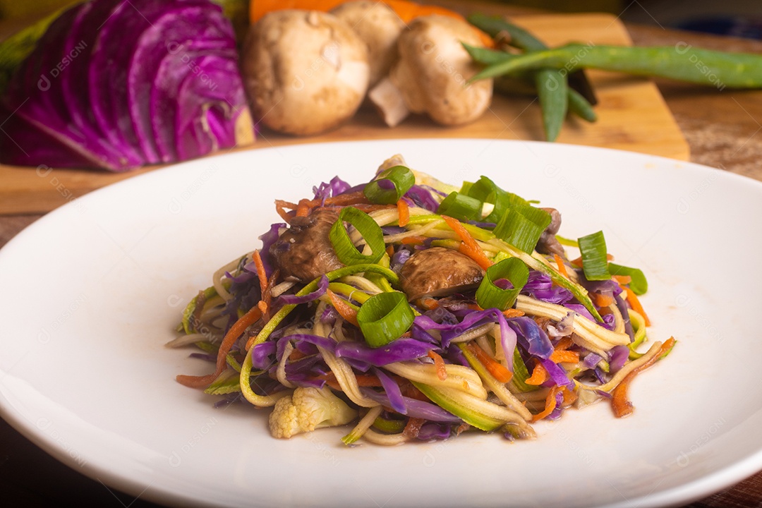 Delicioso espaguete vegetariano