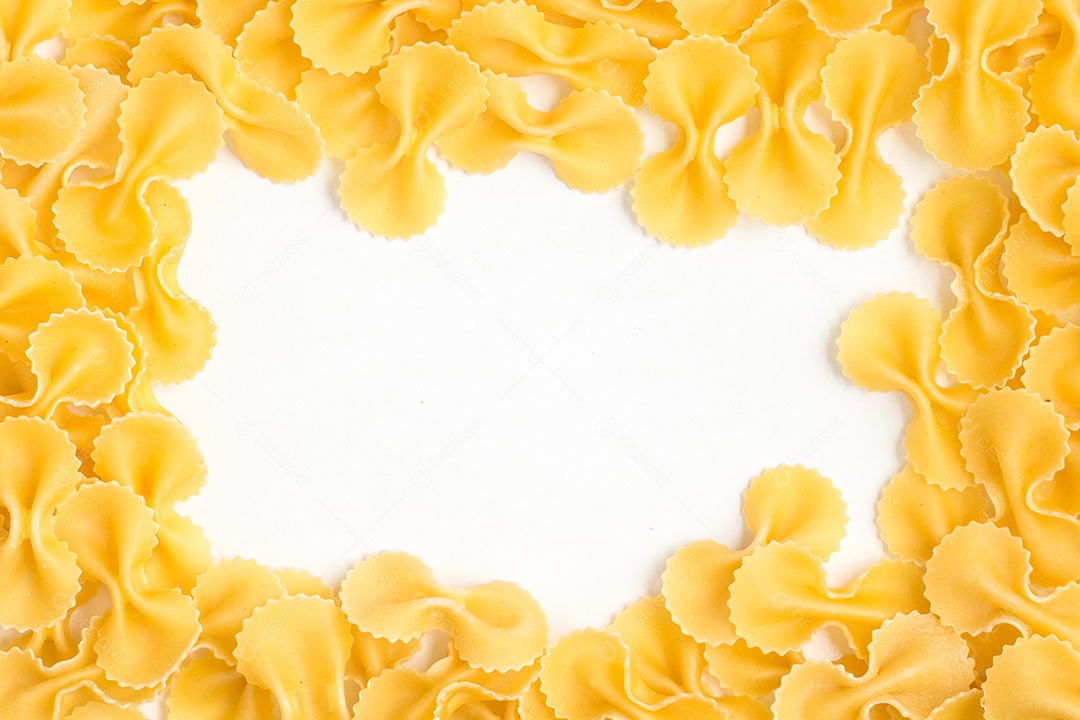 Quadro Farfalle. Macarrão em fundo branco