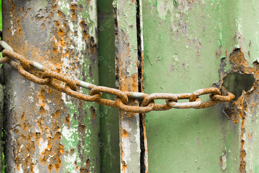 Enferrujado, velho, porta, fechaduras, fundo, dois, fechadura, corrente, metal, sujo, aço, segurança