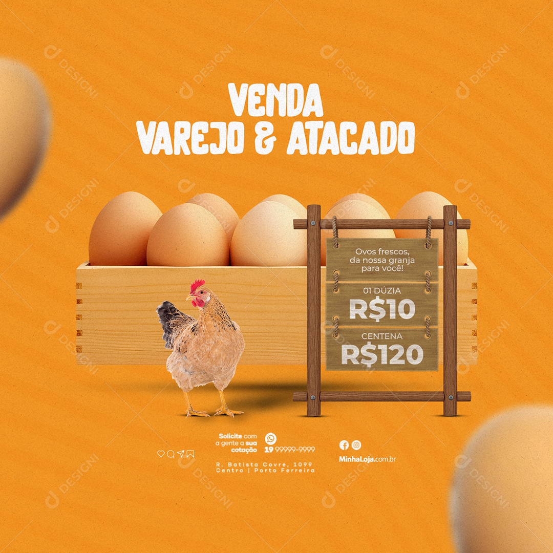 Ovos Venda Varejo & Atacado Social Media PSD Editável