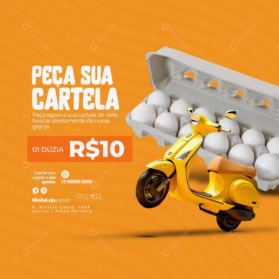 Ovos Peça Sua Cartela 01 Dúzia Social Media PSD Editável
