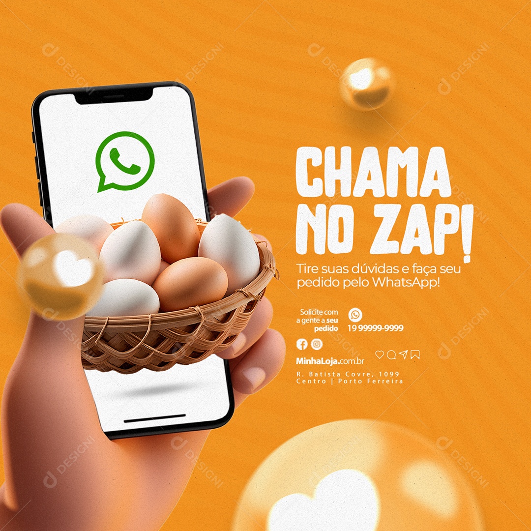 Ovos Chama no Zap Social Media PSD Editável