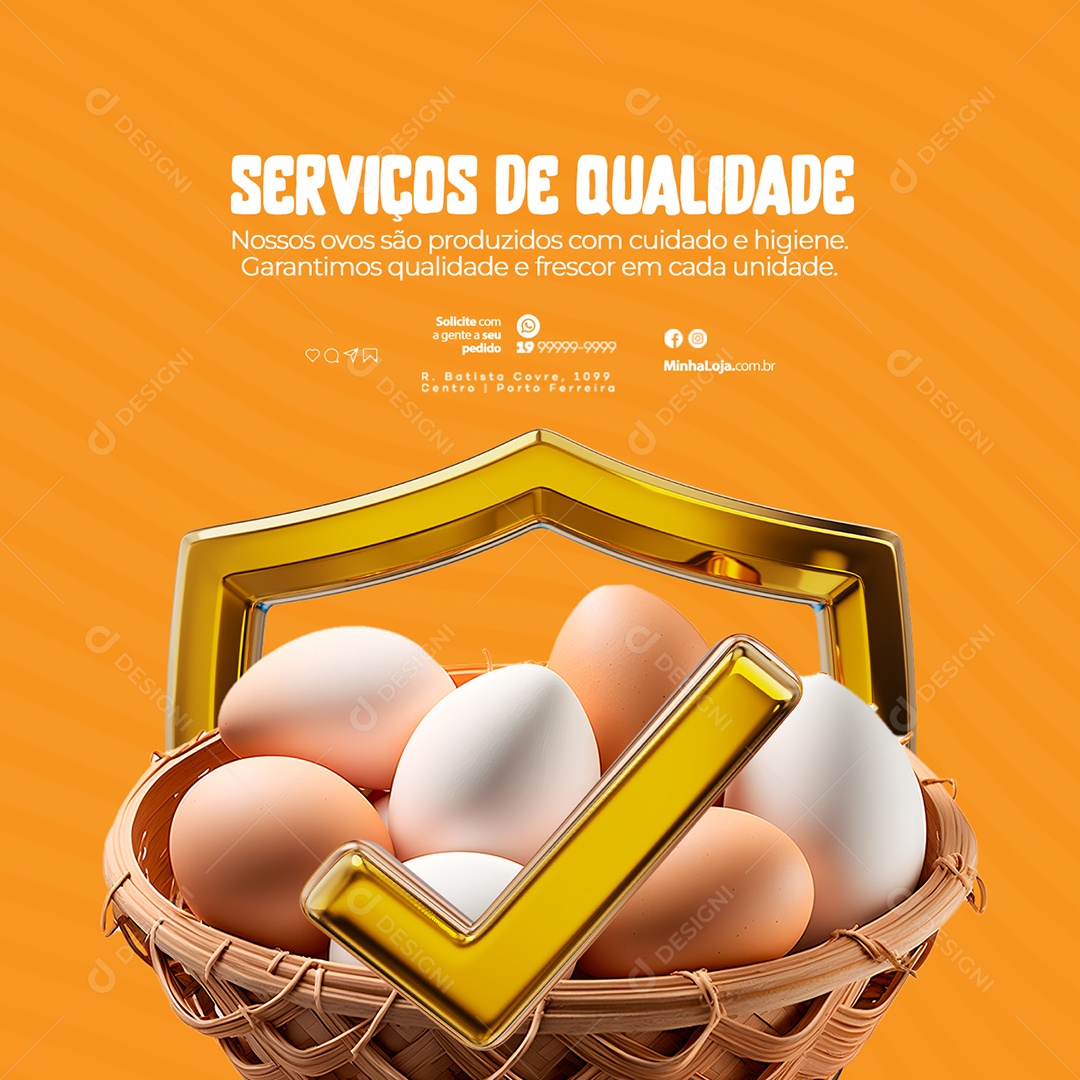 Ovos Serviços De Qualidade Social Media PSD Editável