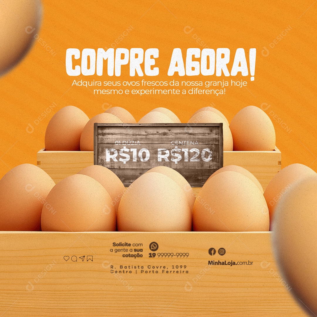 Ovos Compre Agora 01 Dúzia Centena Social Media PSD Editável