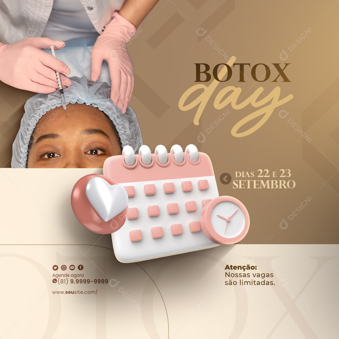 Clínica Estética Botox Day Dias 22 e 23 Setembro Social Media PSD Editável