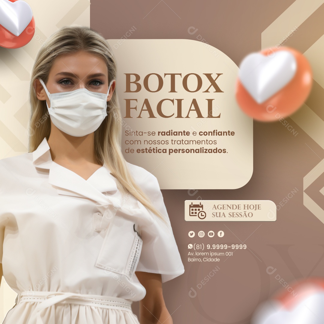 Clínica Estética Botox Facial Social Media PSD Editável