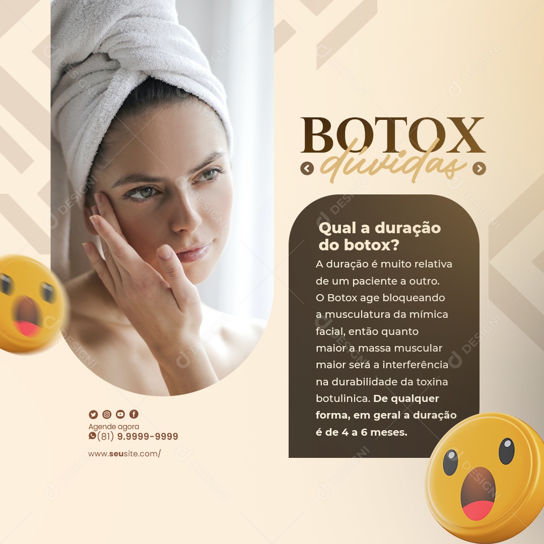 Clínica Estética Botox Dúvidas Qual a Duração do Botox Social Media PSD Editável