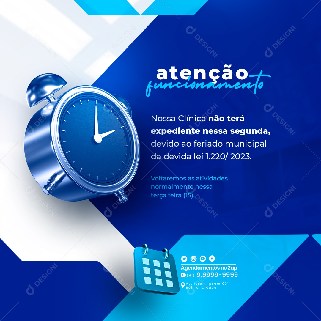 Laboratório Clínico Atenção Funcionamento Social Media PSD Editável