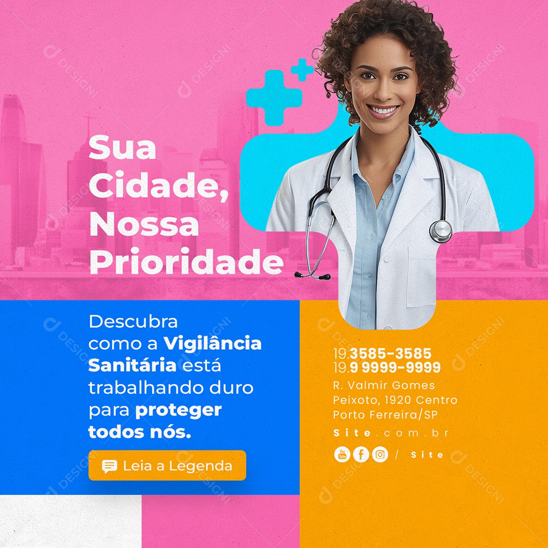 Vigilância Sanitária Sua Cidade Nossa Prioridade Social Media PSD Editável