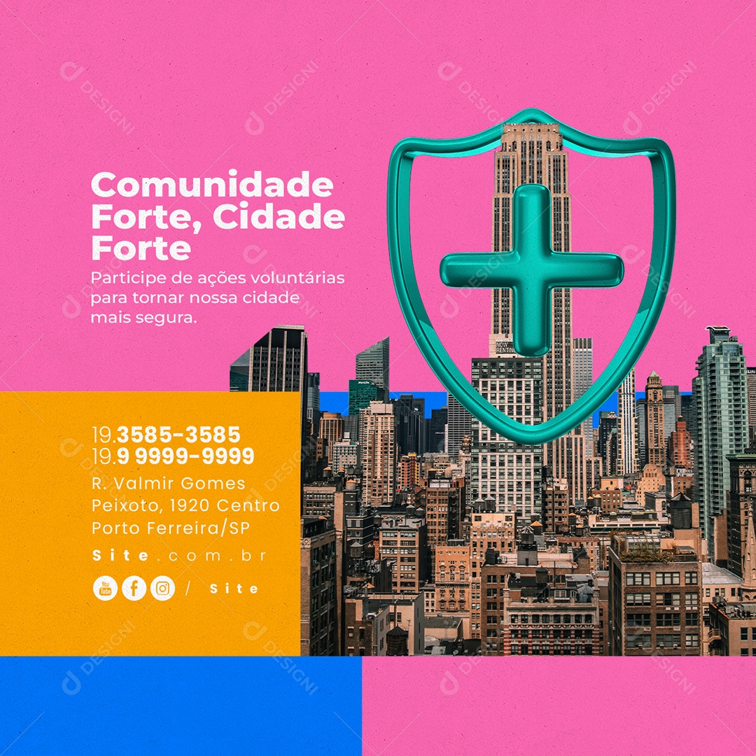Vigilância Sanitária Comunidade Forte Cidade Forte Social Media PSD Editável