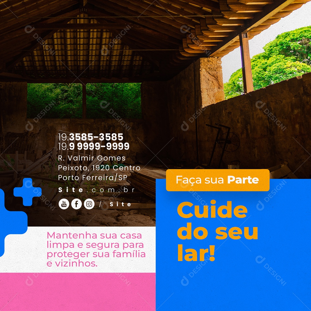 Vigilância Sanitária Faça sua Parte Cuide do Seu Lar Social Media PSD Editável