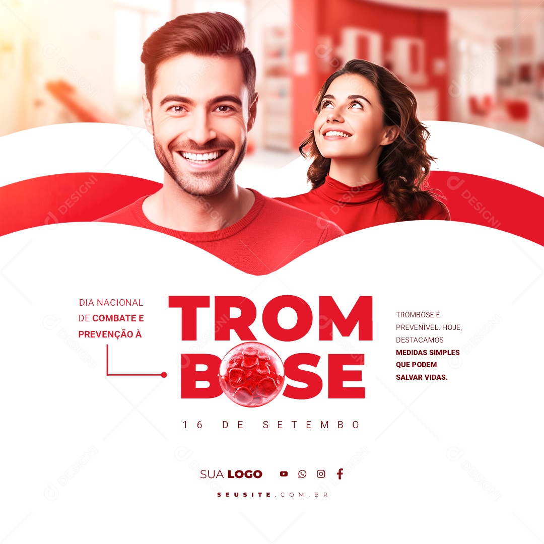 Dia Nacional de Combate e Prevenção à Trombose Medias Simples que Podem Salvar Vidas Social Media PSD Editável
