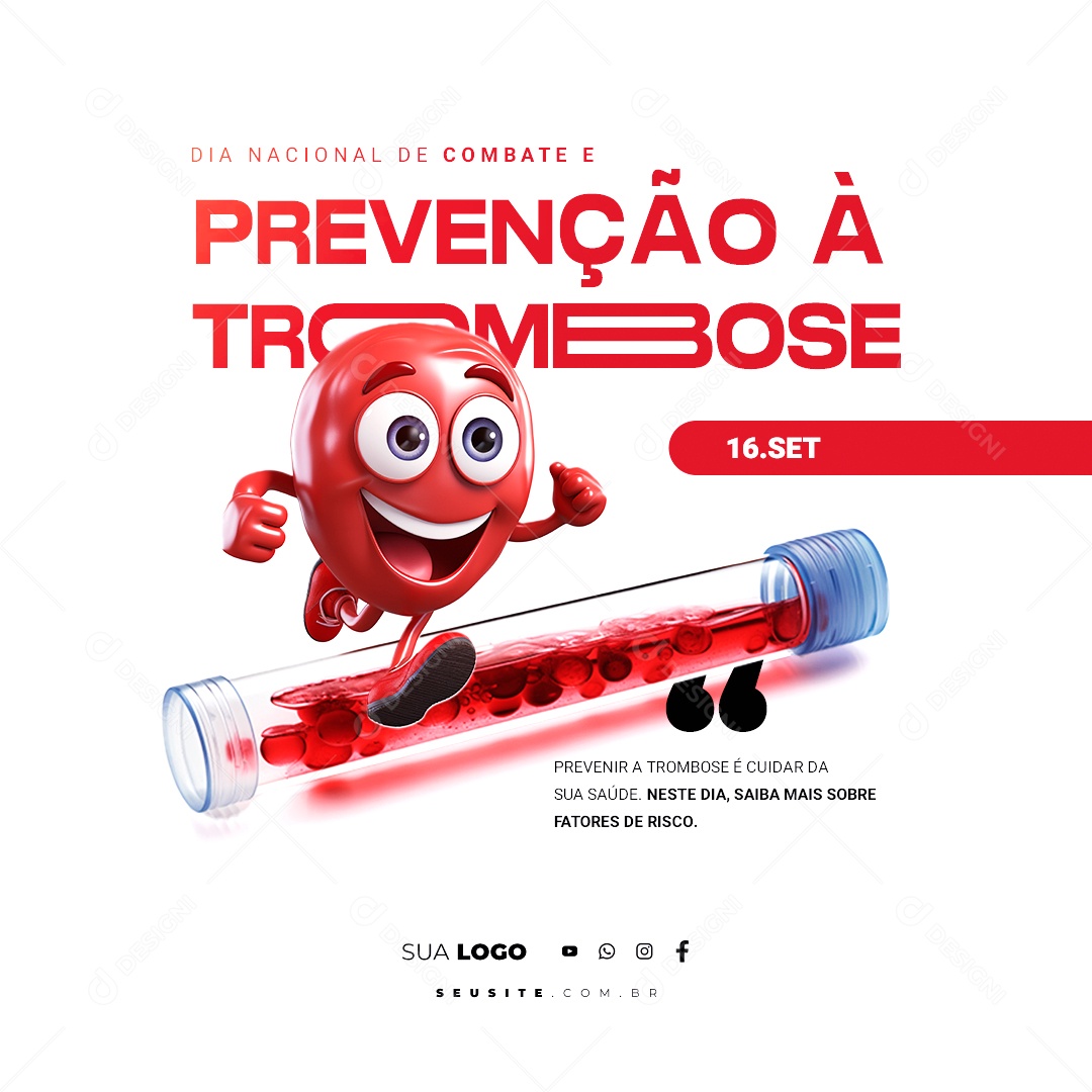 Dia Nacional de Combate e Prevenção à Trombose 16 de Setembro Social Media PSD Editável
