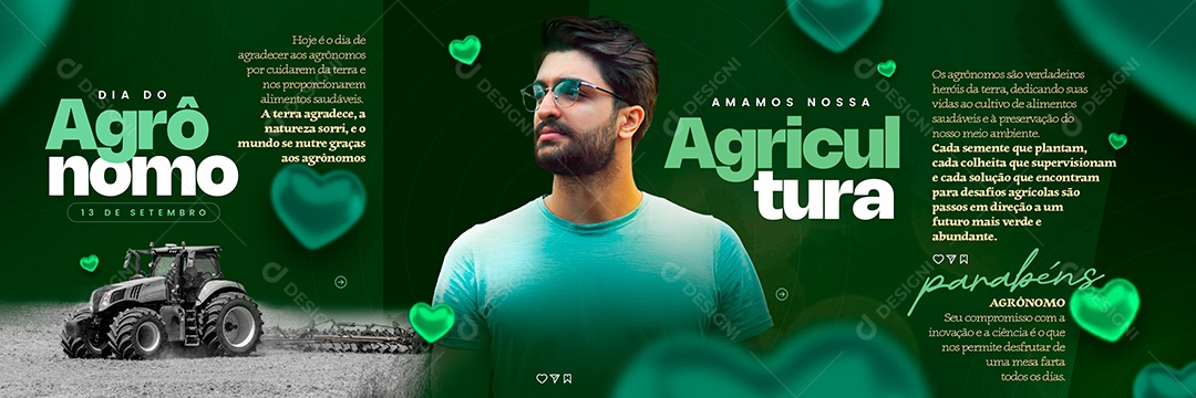 Carrossel Dia do Agrônomo 13 de Setembro Social Media PSD Editável