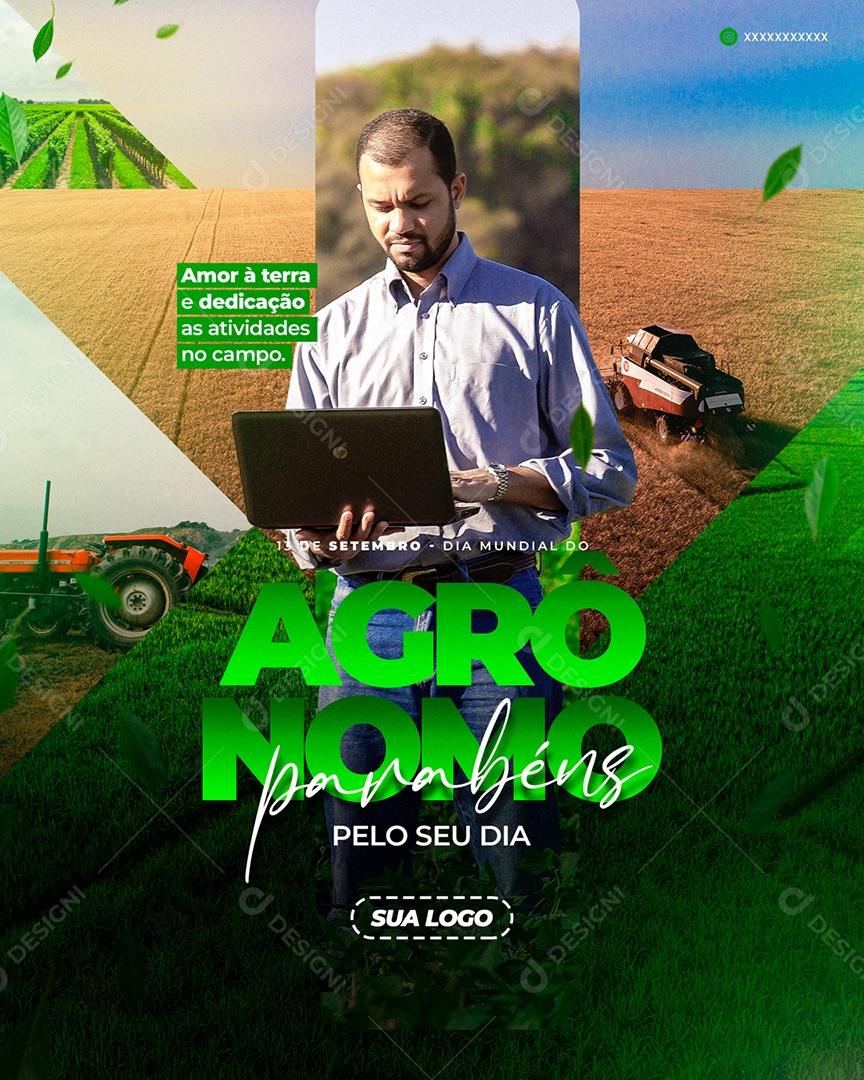 Dia do Agrônomo Amor à Terra e Dedicação as Atividades no Campo Social Media PSD Editável