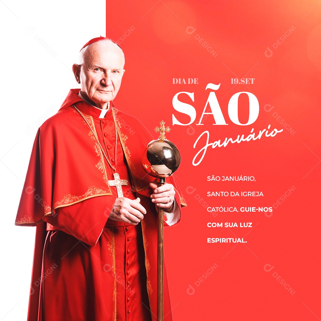 Dia de São Januário Santo da Igreja Católica Gui nos com Sua Luz Espiritual Social Media PSD Editável