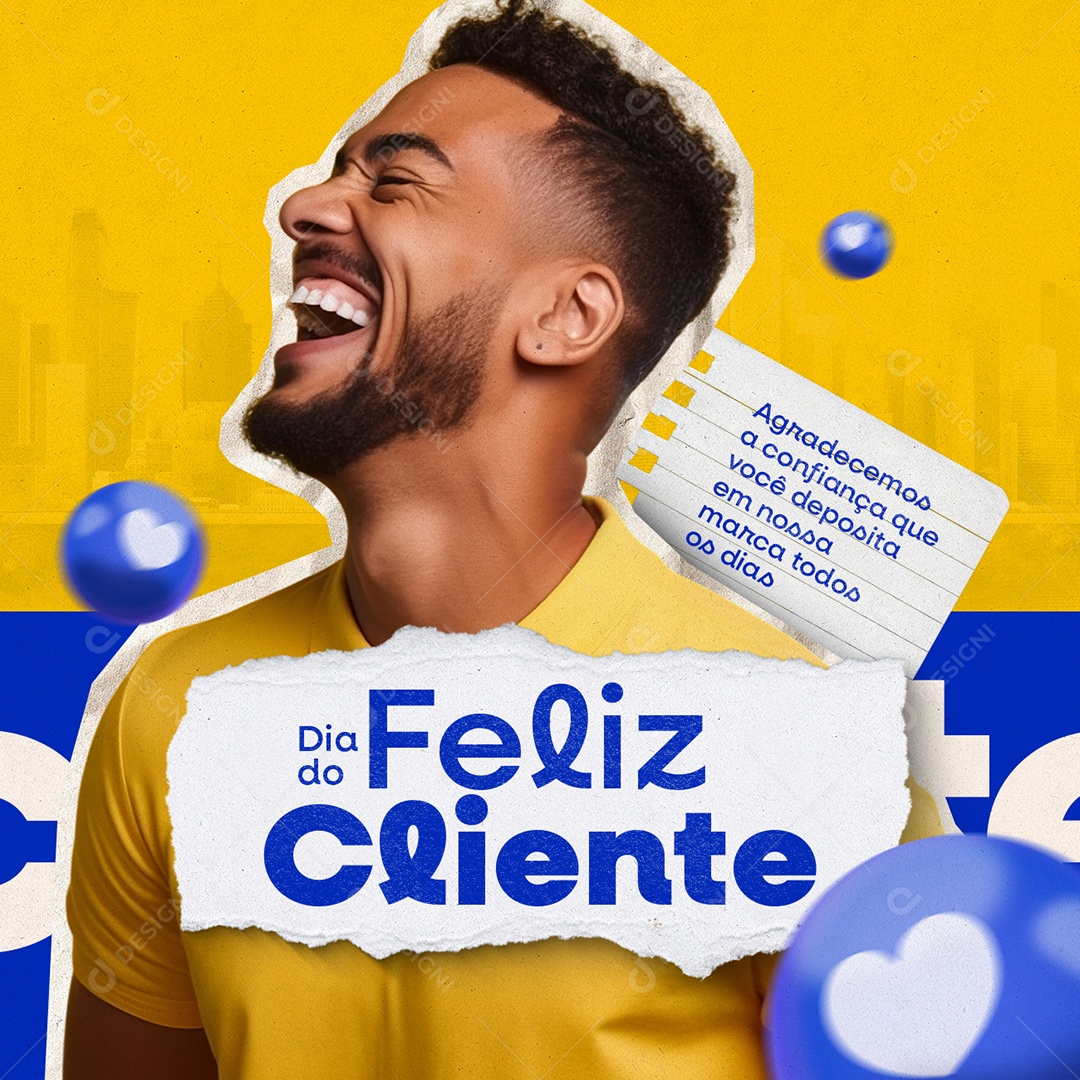 Feliz Dia Do Cliente Agradecemos a Confiança que Você Deposita me Nossa Marca Social Media PSD Editável