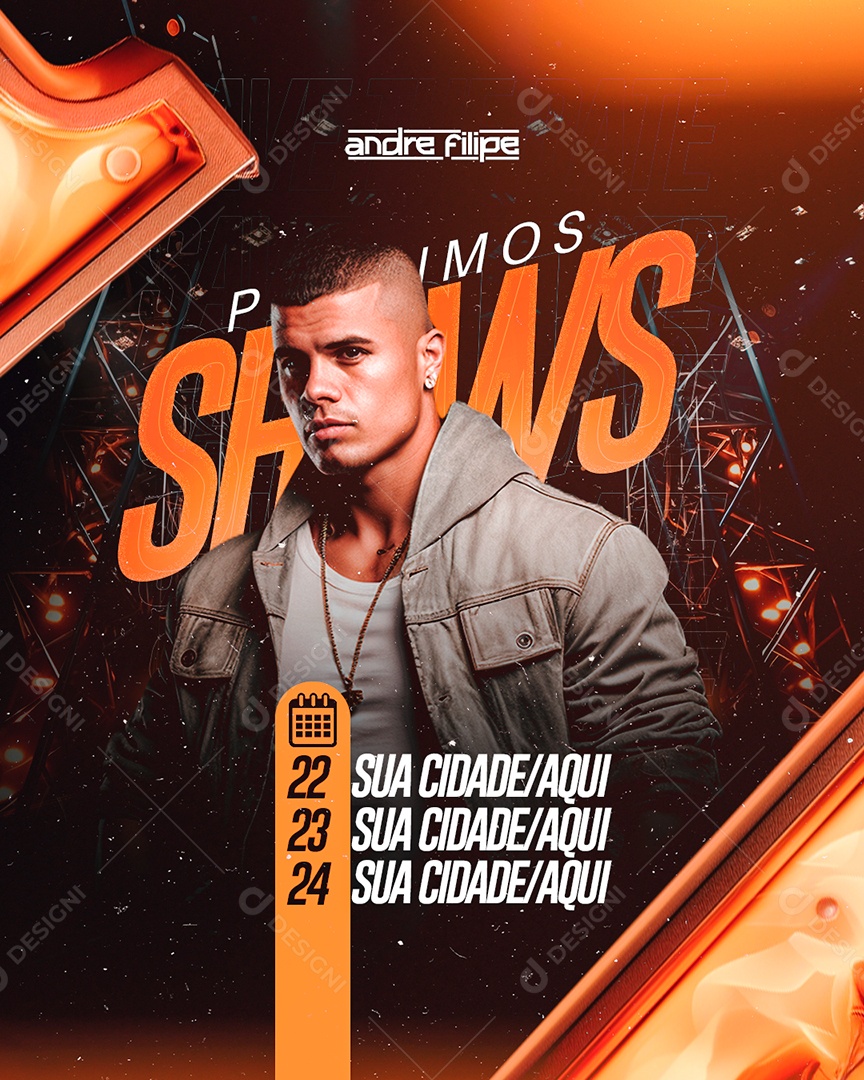 Flyer Próximos Shows Andre Filipe Social Media PSD Editável