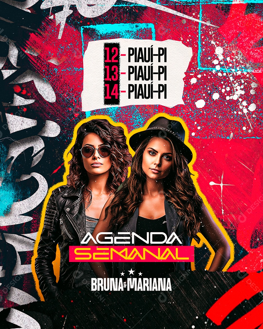 Flyer Agenda Semanal Bruna & Mariana Social Media PSD Editável