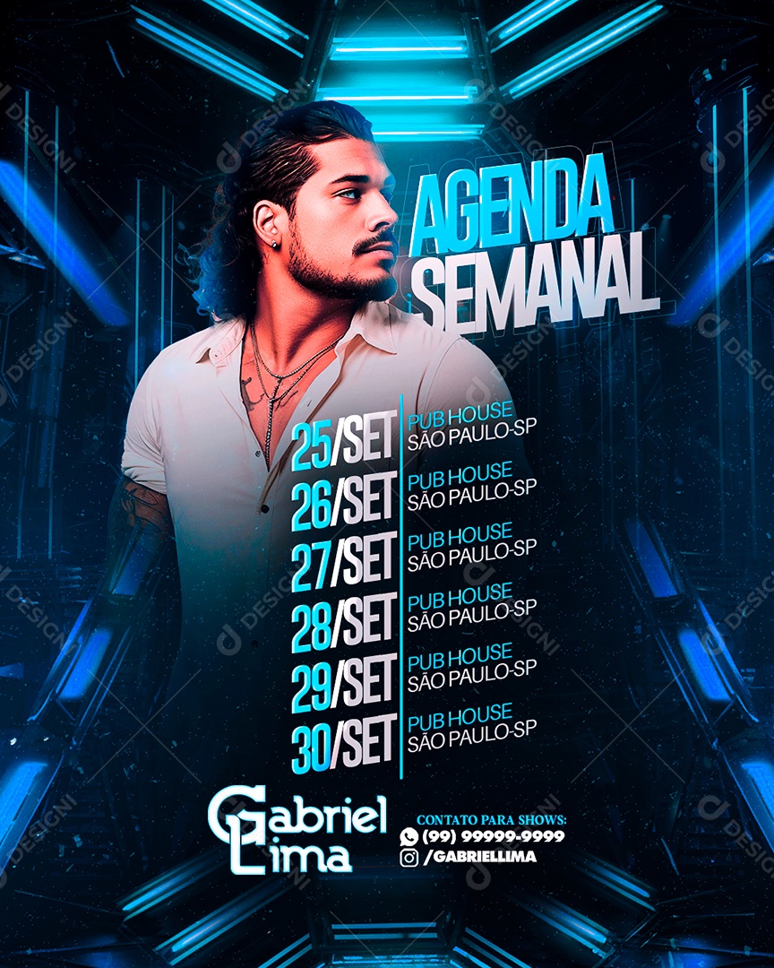 Flyer Gabriel Lima Agenda Semanal Social Media PSD Editável