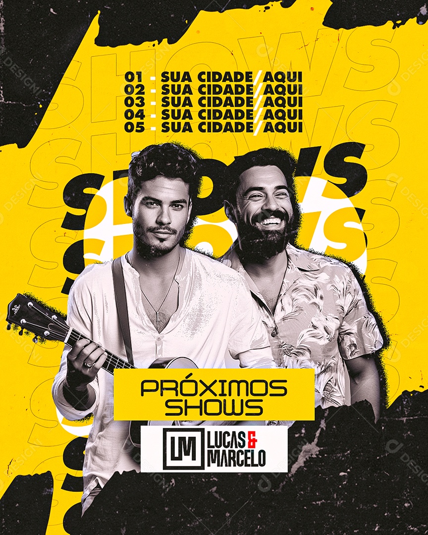 Flyer Próximos Shows Lucas & Marcelo Social Media PSD Editável
