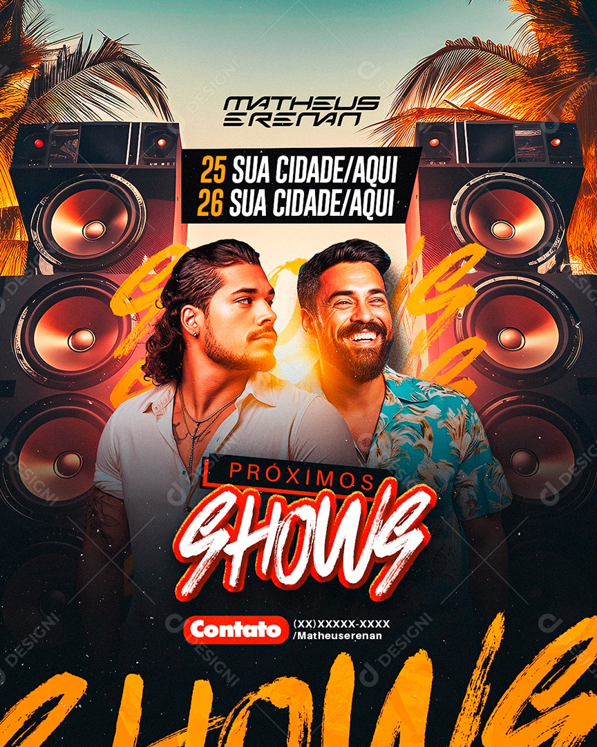 Flyer Próximos Shows Matheus E Renan Social Media PSD Editável