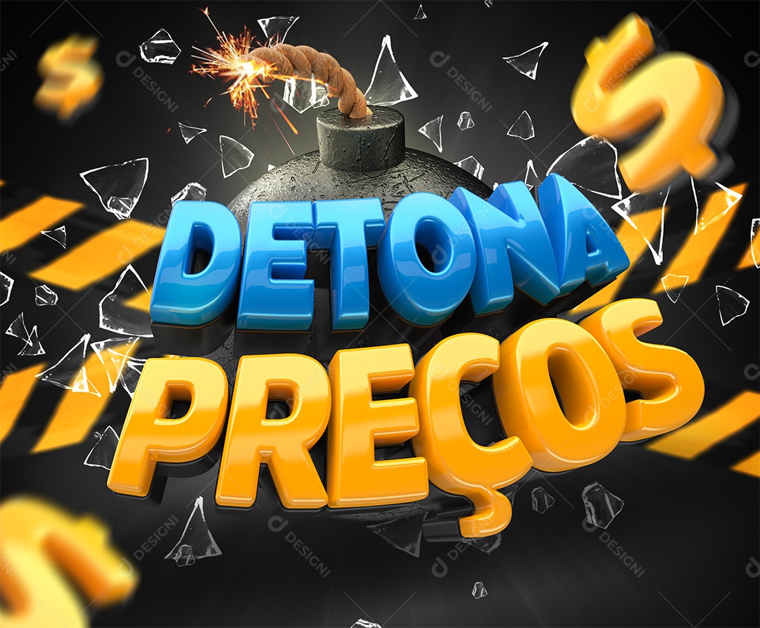 Selo 3D Detona Preços Para Composição PSD