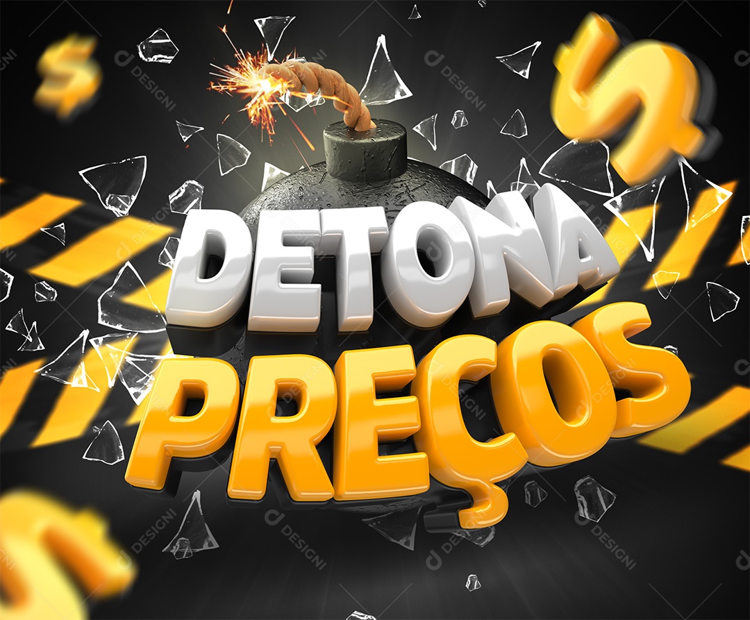 Selo 3D Detona Preços Para Composição PSD