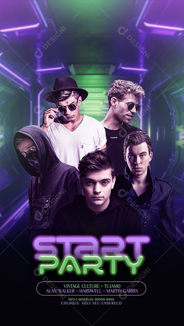 Flyer Story Start Party Social Media PSD Editável