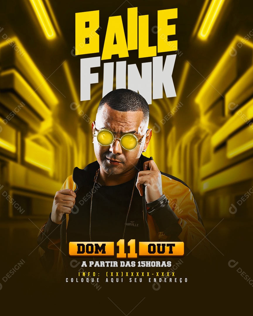 Social Media Flyer Feed Baile Funk PSD Editável