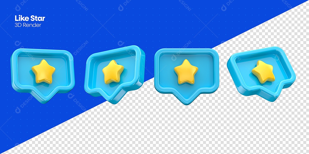 Emojis Estrelas Elemento do Dia Das Crianças Azul 3D para Composição PSD