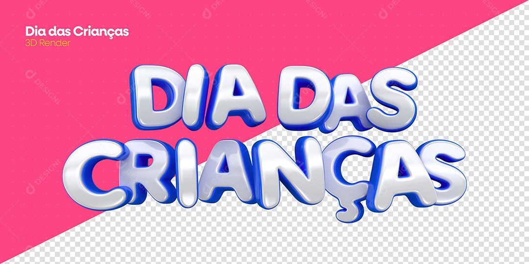Crianças Texto 3D Azul e Branco para Composição PSD