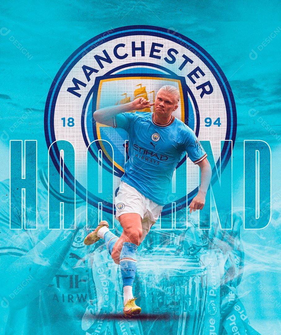 Social Media Flyer Feed Manchester City Haaland PSD Editável