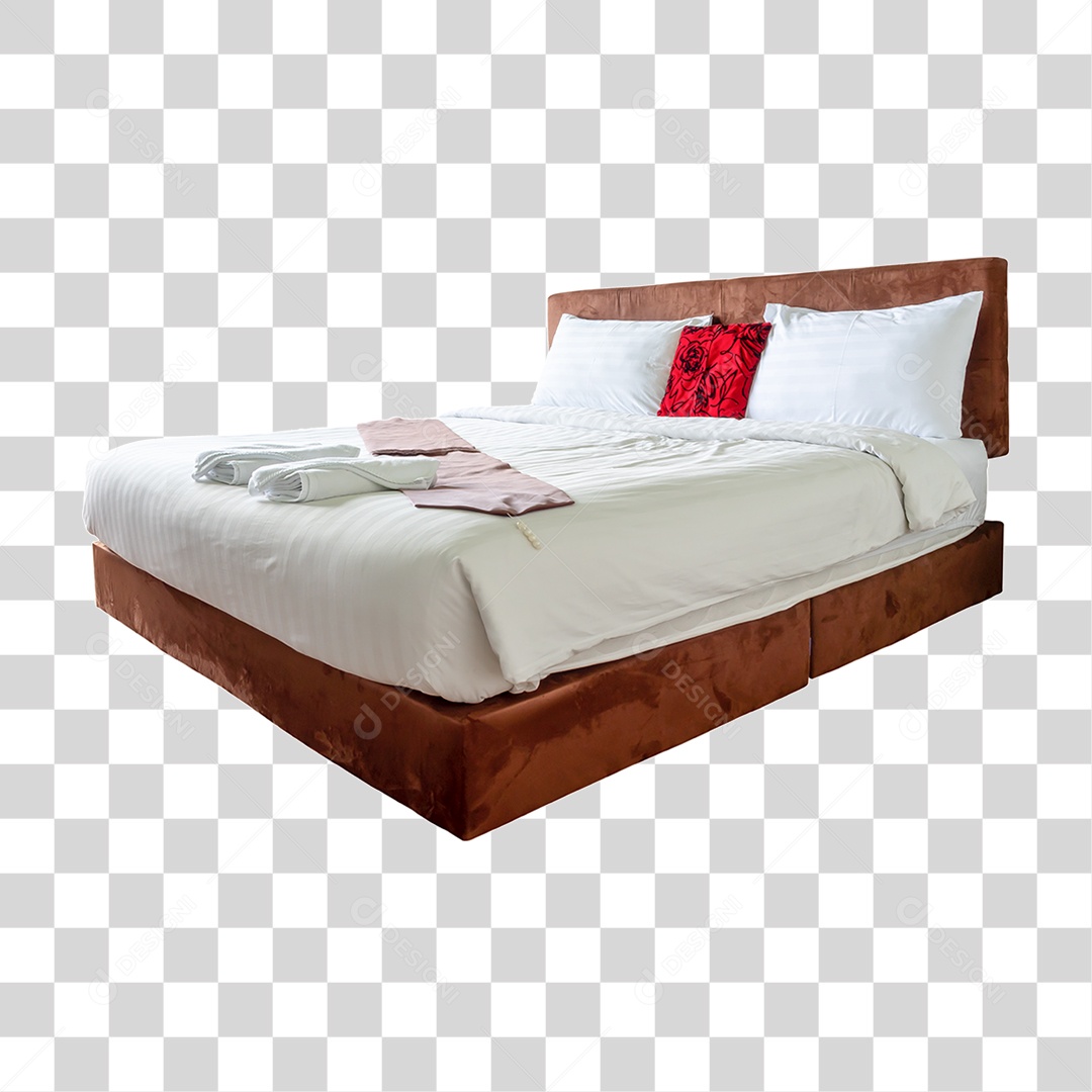 Cama de Casal Arrumada PNG Transparente