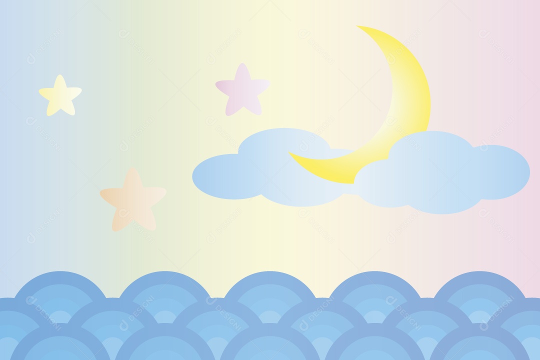 Background de Céu Estilo Infantil Ilustração Vetor EPS