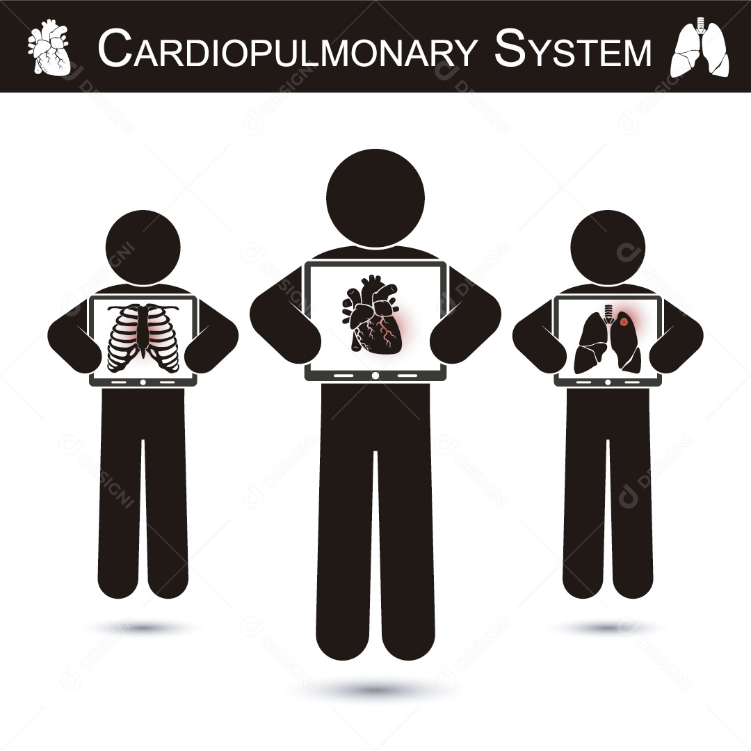 Sistema Cardiopulmonar Ilustração Vetor EPS